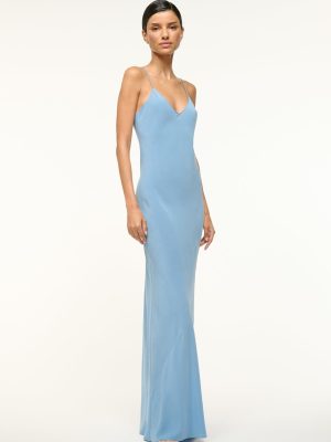 MILNER SILK SLIP DRESS | SLATE BLUE